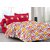 Valtellina Red  Traditional Design Color Fastness Cotton Double Bedsheet with 2 CONTRAST Pillow Cover-Best TC-175