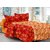 Valtellina Orange  Floral Design 100 Organic Double Bedsheet with 2 CONTRAST Pillow Cover-Best TC-175