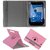 KOKO ROTATING 360 LEATHER FLIP CASE FOR Dell Venue 7 3740 TABLET STAND COVER HOLDER LIGHT PINK