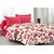 Valtellina Red  Floral Design Eco-Friendly Cotton Double Bedsheet with 2 CONTRAST Pillow Cover-Best TC-175