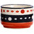 Dip and Sauce Round Serving Bowl Ceramic/Stoneware in Orange and Black Circles (Set of 1) Handmade By Caffeine