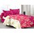 Valtellina Pink  Floral Design Super Soft Feeling Double Bedsheet with 2 CONTRAST Pillow Cover-Best TC-175