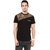 Cotton Fruitz Round Neck Self Design Black T-Shirt for Men