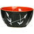 Katori Bowl Ceramic/Stoneware in Glossy Black  Red Leaf (Set of 1) Handmade By Caffeine