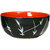 Katori Soup Bowl With Spoon Ceramic/Stoneware in Glossy Black  Red Leaf (Set of 1) Handmade  By Caffeine