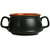 Katori Soup Bowl With Spoon Ceramic/Stoneware in Black  Chocolate Brown Double Handled (Set of 1) Handmade By Caffeine