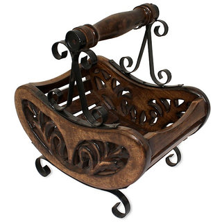 Buy Simran Wooden Iron Table Decor Magazine Holder/Rack Online @ ₹820 ...