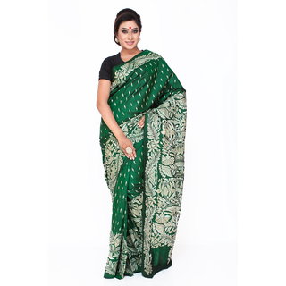 Buy Bengali Padma Kantha Stitch Silk Saree With Blouse Piece In Running Aa1309 Online 7499 From Shopclues Contrast plain sleeveless blouse for pattu sarees. bengali padma kantha stitch silk saree with blouse piece in running aa1309