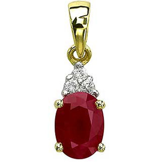 Diamond And Ruby Pendant In Yellow Gold San36