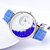 Round Dial Blue  White Leather Strap Analog Watch For Women(Pack of 2)