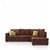 Earthwood -  Lounger Sofa L - Shape Design with Brick Fabric Upholstery - Premium
