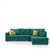 Earthwood -  Lounger Sofa L - Shape Design with Turquoise Fabric Upholstery - Premium