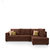 Earthwood -  Lounger Sofa L - Shape Design with Brown Fabric Upholstery - Classic