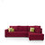 Earthwood -  Lounger Sofa L - Shape Design with Maroon Fabric Upholstery - Classic