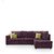 Earthwood -  Lounger Sofa L - Shape Design with Magenta Fabric Upholstery - Premium