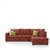 Earthwood -  Lounger Sofa L - Shape Design with Orange Fabric Upholstery - Premium