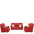 Earthwood -  Sofa Set 3+1+1 with Red Leatherite Upholstery - Premium