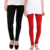 Black Red Cotton Lycra Premium Leggings for Women (Black  RedPack of 2)