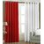 P Home Decor Polyester Window Curtains (Set of 2) 5 Feet x 4 Feet, 1 Red 1 White