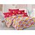Valtellina Red  Traditional Design Color Fastness Cotton Double Bedsheet with 2 CONTRAST Pillow Cover-Best TC-175
