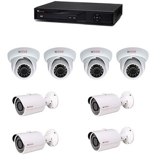 Cp Plus 04 Dome Camera 04 Bullet Cameras + 08 Channel Dvr + Connectors + Power Supply + Wires Combo