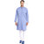 EVEN Blue Cotton Self Design Short Kurta with Mandarin Collar for Men