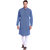 EVEN Blue Cotton Striped Short Kurta with Mandarin Collar for Men