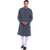 EVEN Blue Cotton Striped Short Kurta with Mandarin Collar for Men