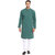 EVEN Green Cotton Checks Short Kurta with Mandarin Collar for Men