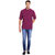EVEN Purple Cotton Plain Short Kurta with Mandarin Collar for Men