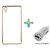 Meephone Back Cover  For REDMI MI4I (Transparent  GOLDEN) With Car Charger Adapter