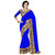 SuratTex Blue Chiffon Embroidered Saree With Blouse