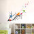 Wall Dreams Colourful Birds On Branch Singing Notes Abstract - Vector Art Stickers (50cmX70cm)