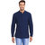 EVEN Blue Cotton Self Design Short Kurta with Mandarin Collar for Men