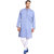 EVEN Blue Cotton Self Design Short Kurta with Mandarin Collar for Men