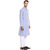 EVEN Blue Cotton Striped Short Kurta with Mandarin Collar for Men