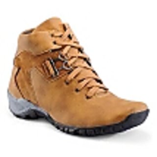 SHOES T20 MENS HARD ROCK FAUX LEATHER BOOTS TAN