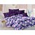 Valtellina Purple  Floral Design Super Soft Cotton Double Bedsheet with 2 CONTRAST Pillow Cover-Best TC-175