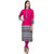 Laabha  womens reyon pink elephent print panneled straight kurti