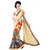 Snapshopees Half  Half Printed Daily Wear Georgette Saree(Cream)