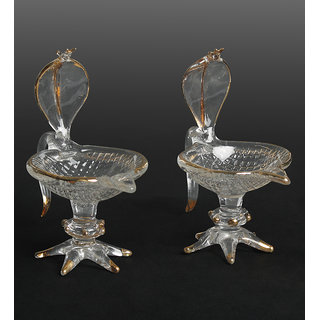 Crystal Diyas With Lord Naga Crafted On The Top - Set Of 2 Pieces