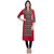 Laabha  womens crepe red printed panneled straight kurti