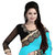 Bhuwal Fashion Turquoise Chiffon Embroidered Saree With Blouse