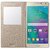 Premium Gold Leather Caller ID Flip Case Cover For Samsung Galaxy A7 GOLD