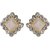 Biyu Designer Square Shape Cubic Zirconia Pearl Gold Plated Zinc Alloy Stud Earring
