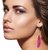 Biyu Party Wear Pink Feather Cubic Zirconia Tassel Gold Plated Earring