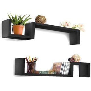 Onlineshoppee Beautiful Wooden Fancy Wall Decor Rack Shelves Size (LxBxH-25x5x6) Inch Pack Of 2