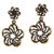 Urthn Alloy Black Floral Danglers Earrings - 1306501