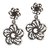 Urthn Alloy Silver Floral Danglers Earrings - 1306529