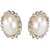 9blings Designer Oval Shape Cubic Zirconia Pearl Gold Plated Zinc Alloy Stud Earring